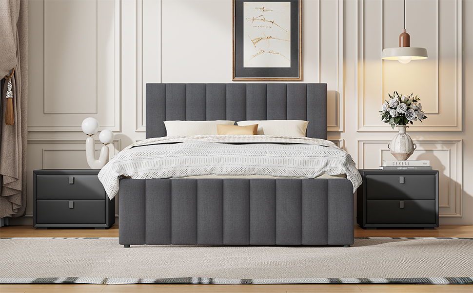 Upholstered Platform Bed With Twin Size Trundle And 3 Drawers by HouseOfZazla