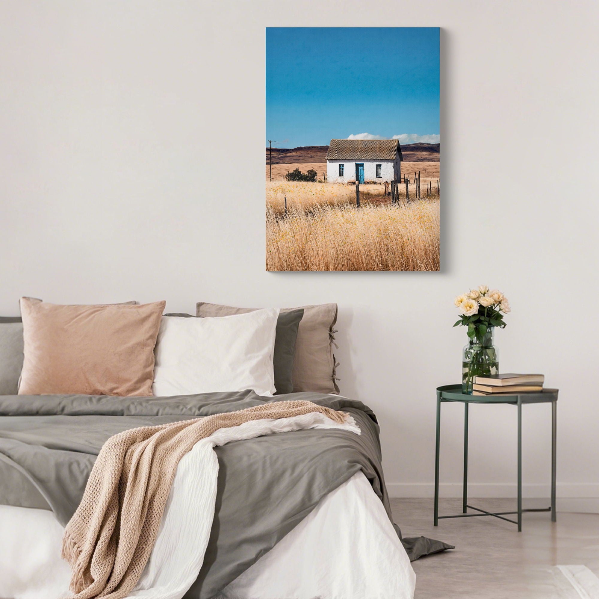 House, Barn Picture Wall Art For Home Decor - Natural / Blue by Unique Piece Furniture