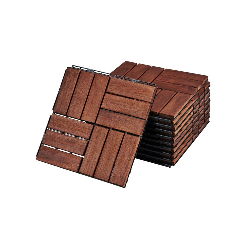 Interlocking Deck Tiles Checker Pattern, Square Acacia Hardwood Outdoor Flooring For Patio, Bancony, Pool Side by HouseOfZazla