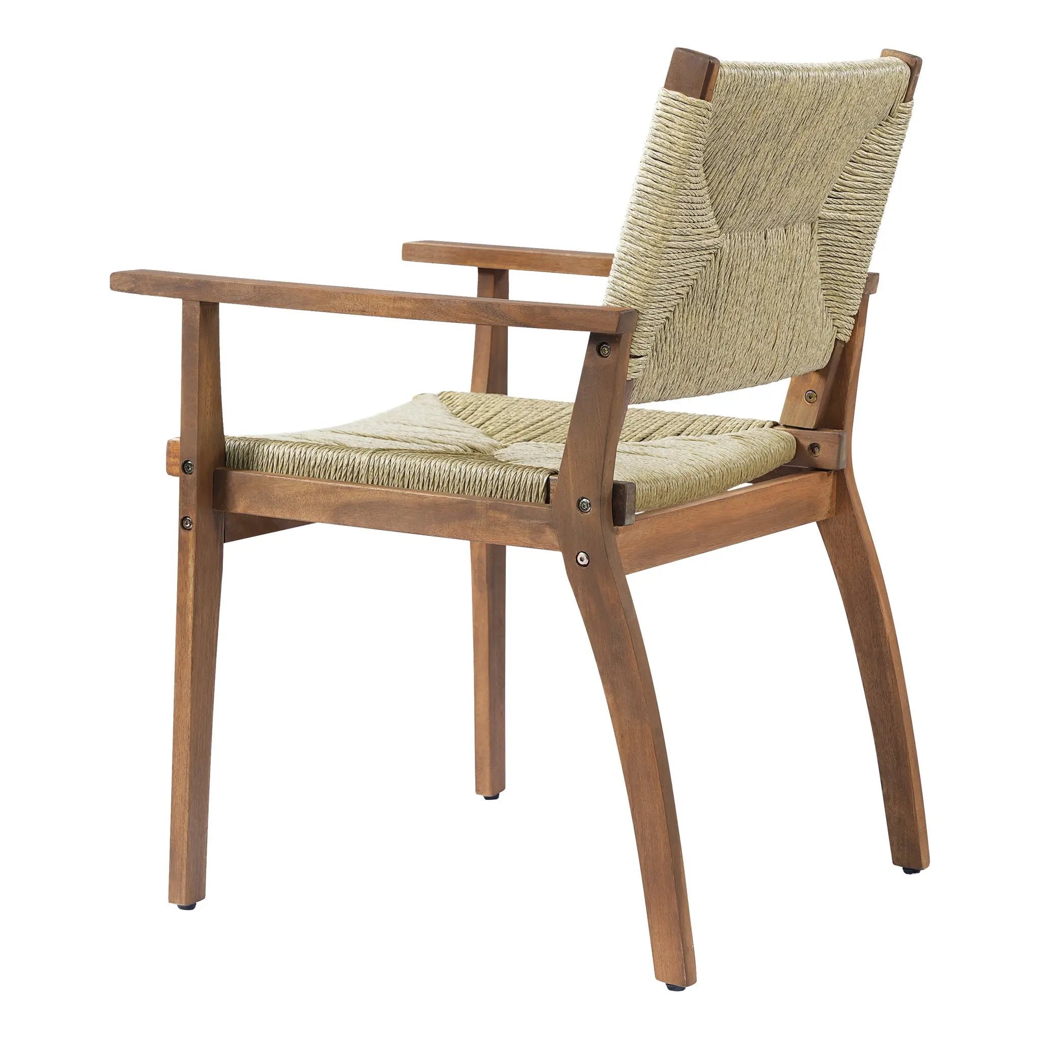 Durable Outdoor Dining Chair with Acacia Wood Frame and Wicker Seat by HouseOfZazla