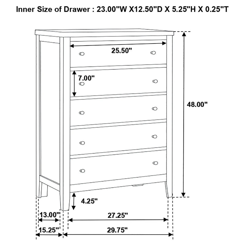 Payton - 5 Drawer - Cappuccino by HouseOfZazla