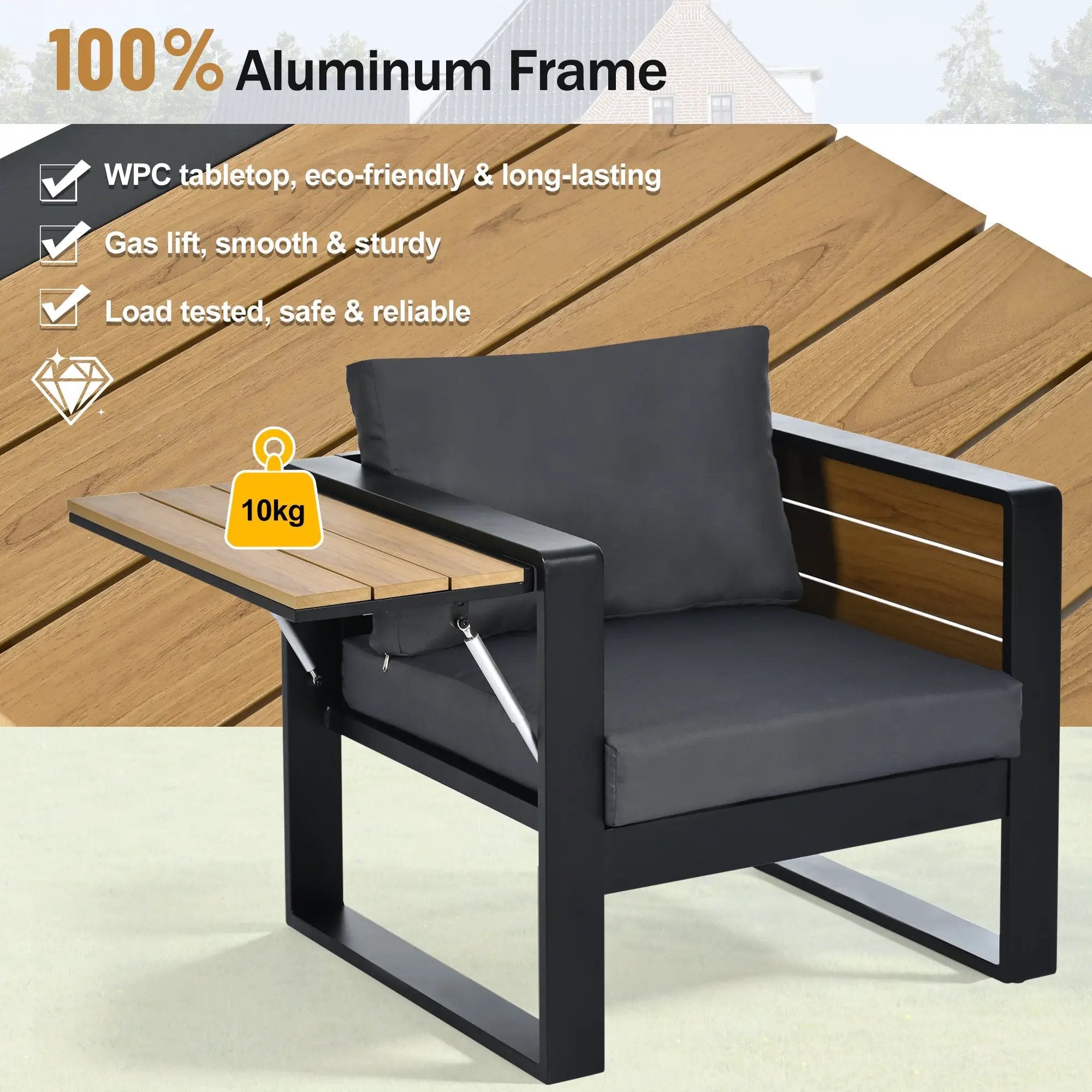 Aluminum Frame Large 4-Piece Outdoor Patio Furniture Set for 5 Person by HouseOfZazla