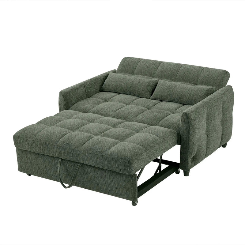 Loveseat Sofa Pull-Out Bed With Adjustable Backrest, 3 USB Ports And 2 Lumbar Pillows For Living Room by HouseOfZazla