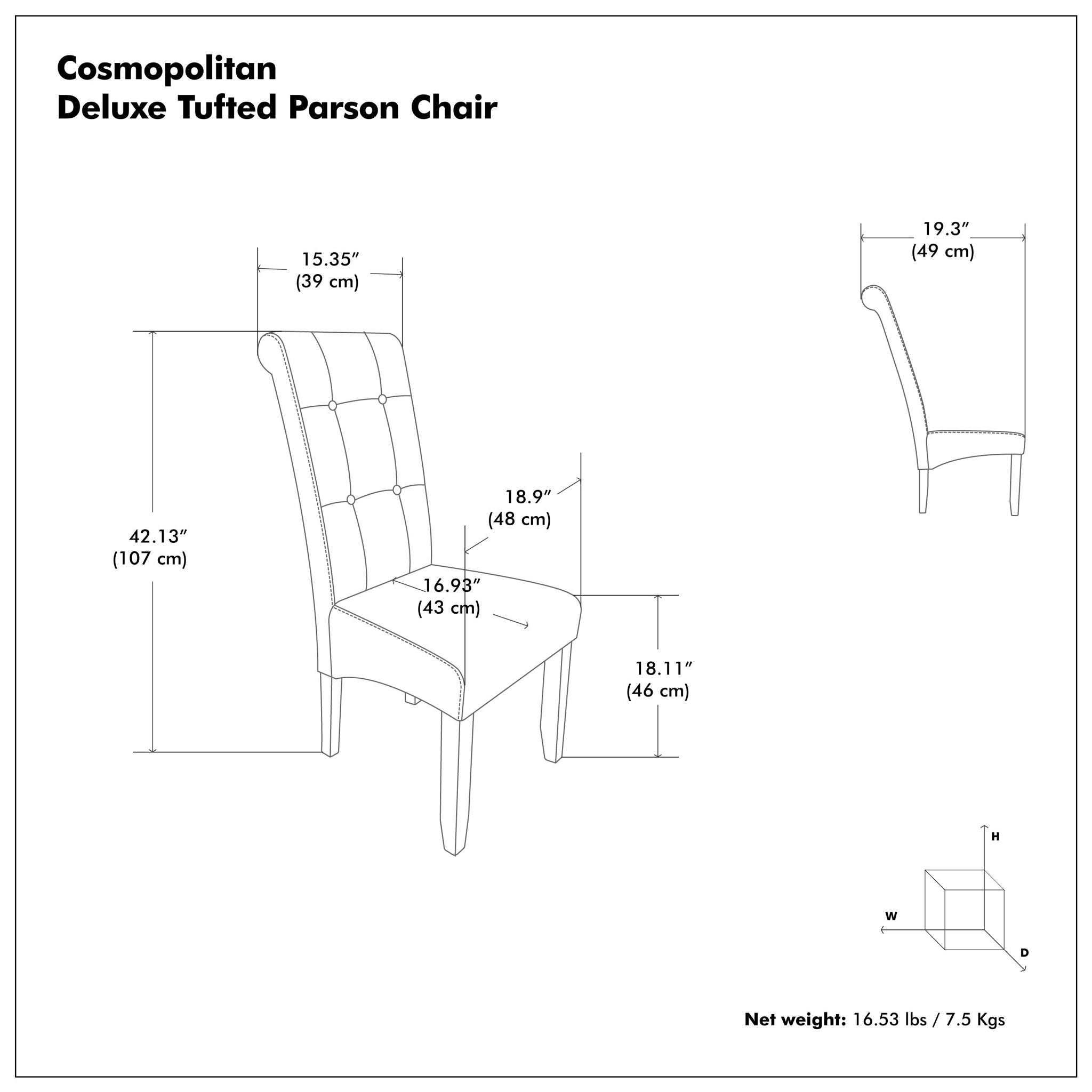 Cosmopolitan - Deluxe Tufted Parson Upholstered Chair (Set of 2) by HouseOfZazla
