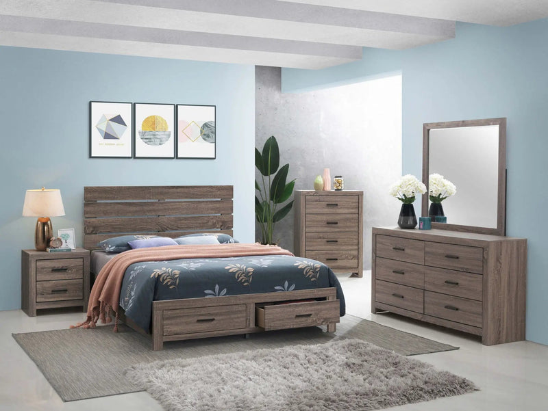 Brantford Wood Queen Storage Panel Bed Barrel Oak by Unique Piece Furniture