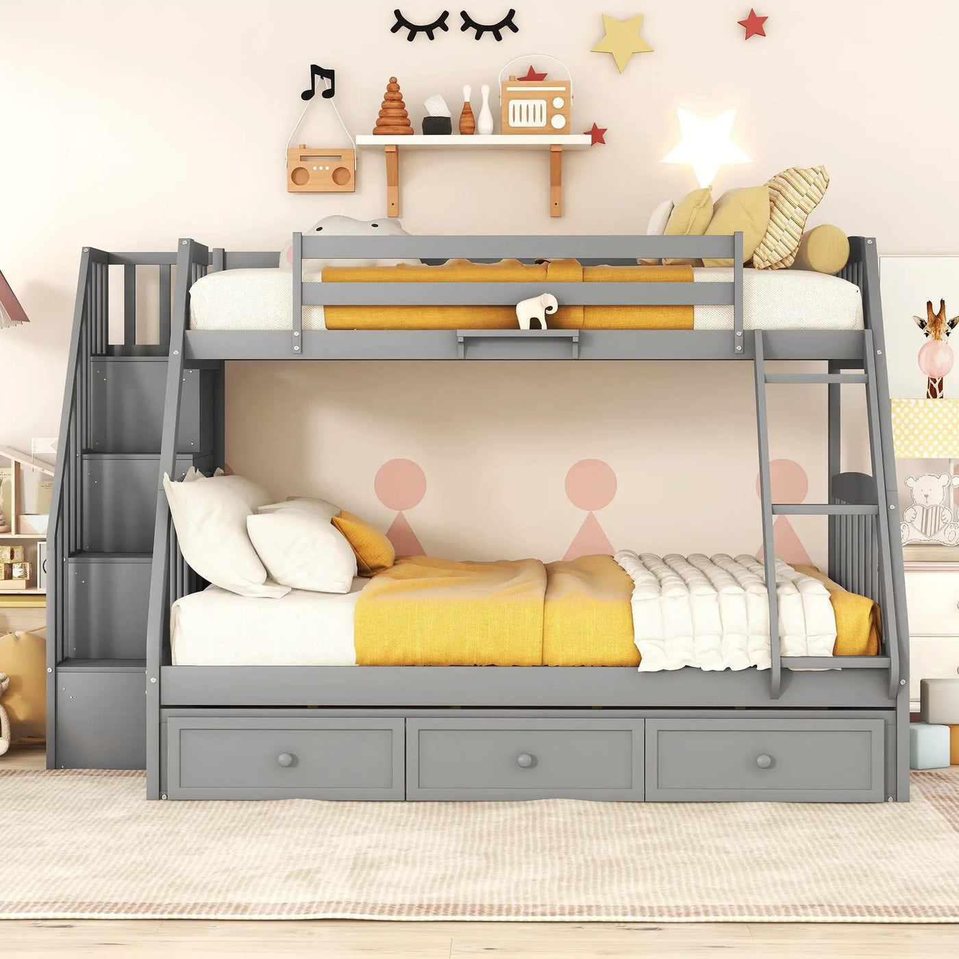 Bunk Bed With Drawers, Ladder And Storage Staircase by Unique Piece Furniture
