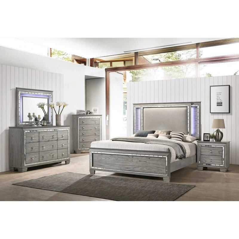 Antares - Mirror With LED - Light Gray by Unique Piece Furniture