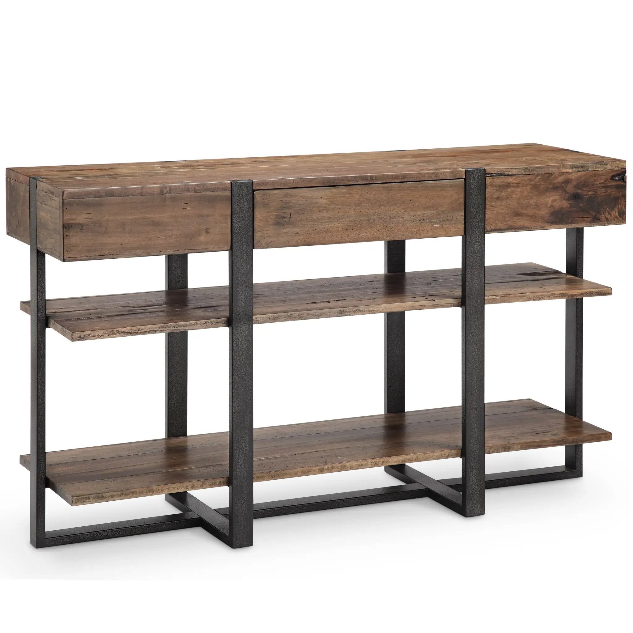 Prescott - Modern Reclaimed Wood Rectangular Sofa Table - Rustic Honey by Unique Piece Furniture