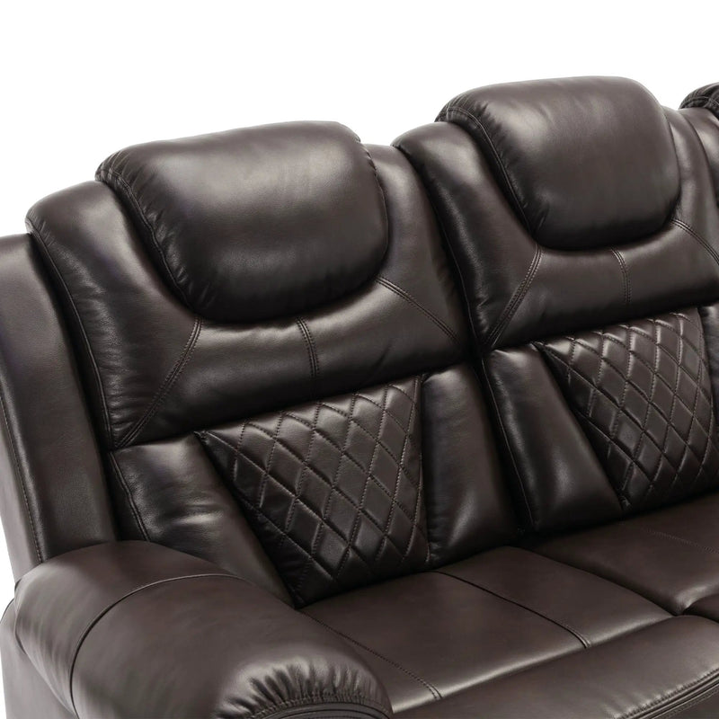 Home Theater Seating Manual Recliner Chair With Center Console And Led Light Strip For Living Room by HouseOfZazla