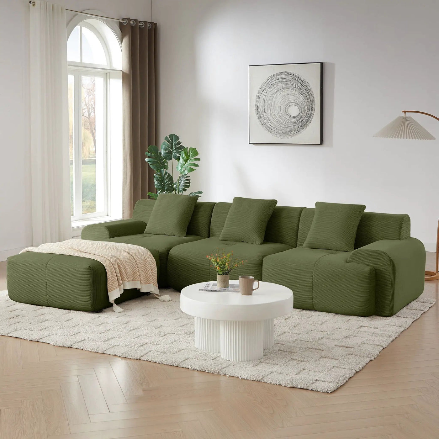 L Shaped Modular Sectional Sofa And Movable Ottoman by HouseOfZazla