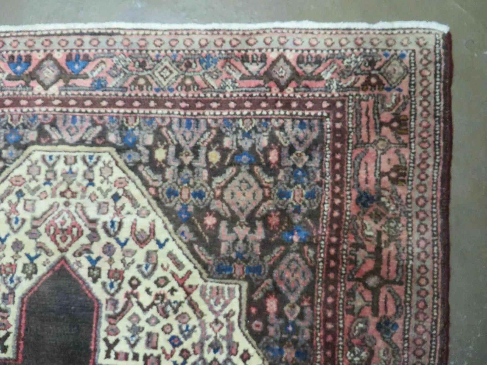4' X 5' Antique Handmade India Floral Oriental Wool Rug Brown Vegetable Dyes by Jewel Rugs