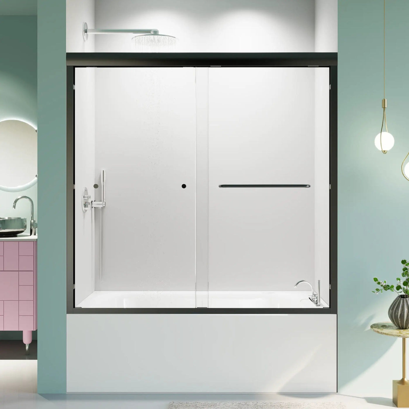Semi-Frameless Double Sliding Shower Door, Bypass Shower Door, 1 / 4" (6Mm) Thick SGCC Tempered Glass Door by HouseOfZazla