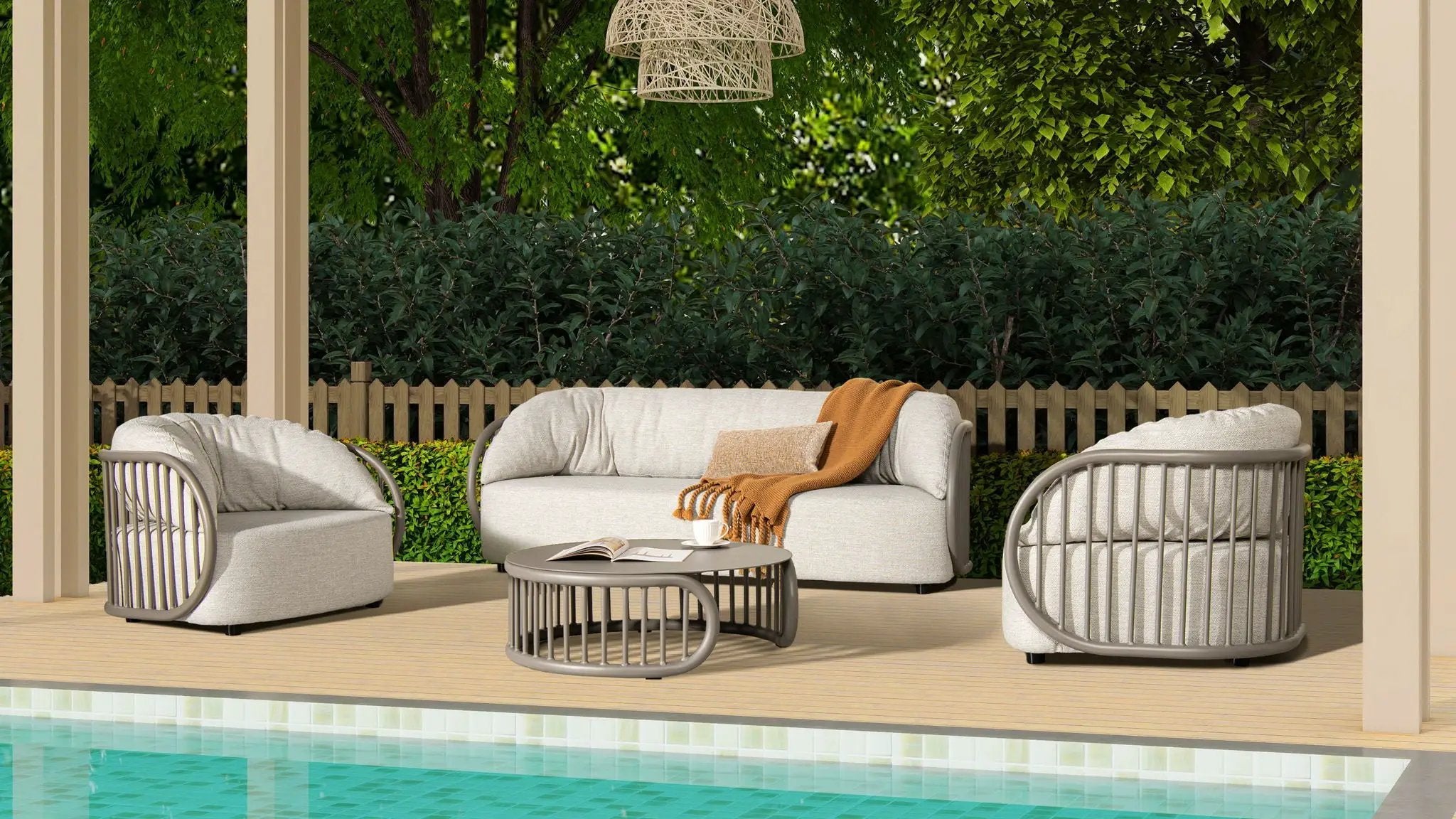 Harper - Indoor/Outdoor Modern Round Coffee Table - Geige Taupe Aluminum by Unique Piece Furniture