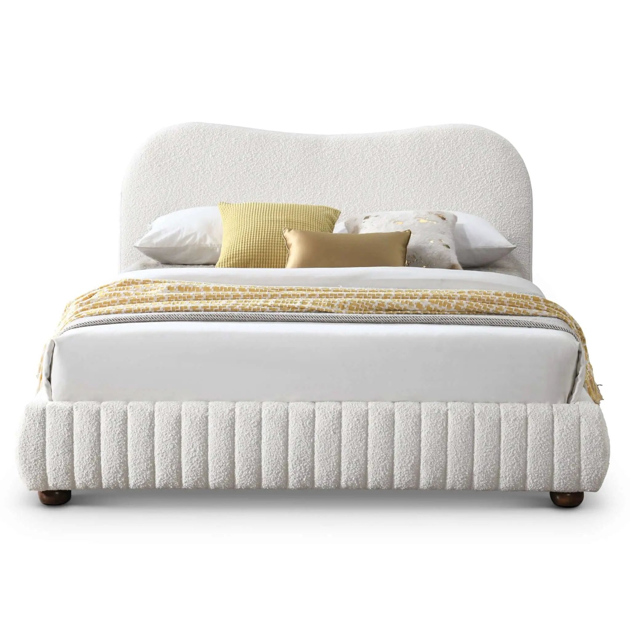 Norme - Queen Size Upholstered Low Profile Platform Bed - Cream by Unique Piece Furniture