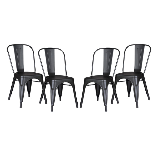 Set of 4 Stackable Metal Dining Chairs