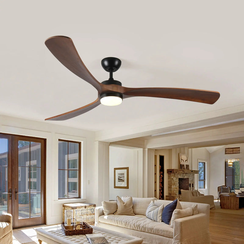 Solid Wood Ceiling Fan With Lights And Remote Control Indoor Outdoor Ceiling Fan 3 Wooden Blades Modern Ceiling Fan For Porch Living Room Bedroom by Unique Piece Furniture