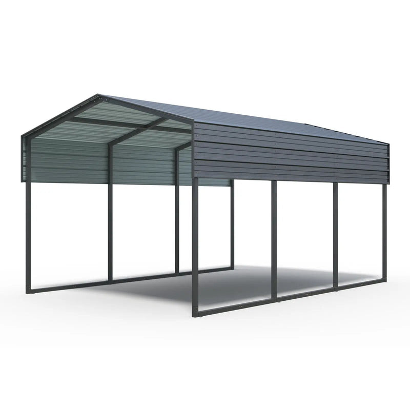10 X 15 Ft Carport, Outdoor Carport, Heavy Duty Carport Canopy With Galvanized Steel Roof And Frame, Metal Carport Large Garage For Driveway Car, Truck - Charcoal by HouseOfZazla