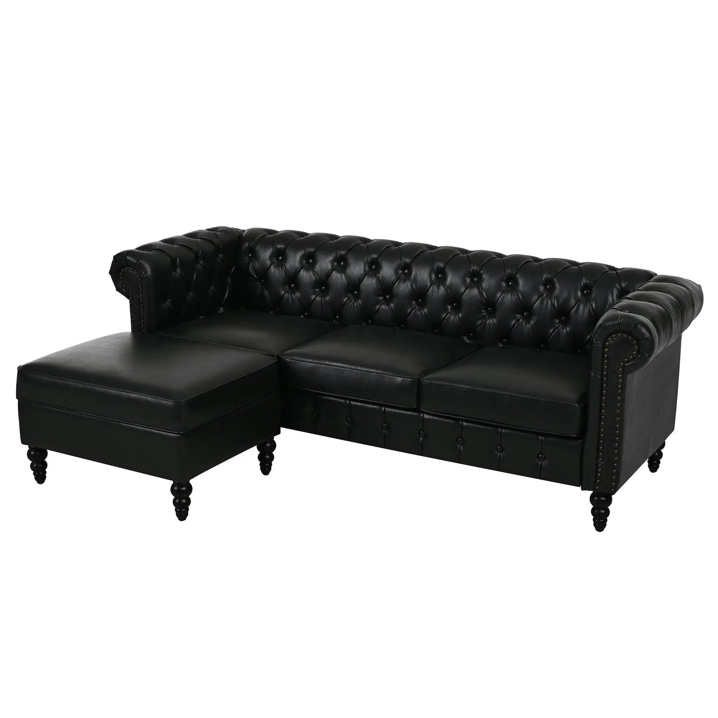 U-style 85" Modern 4-Seater L-Shaped Sectional Sofa with Storage Ottoman by HouseOfZazla