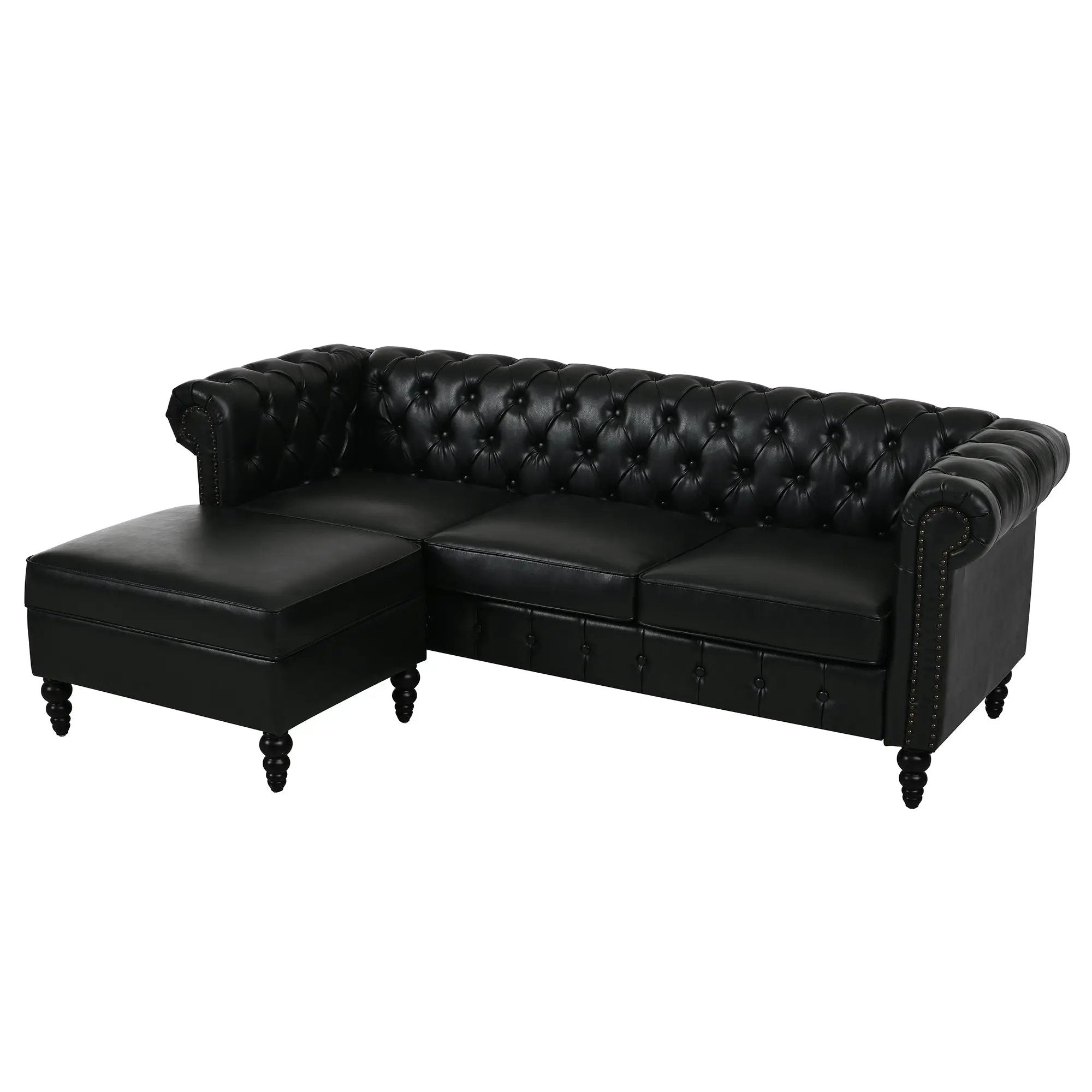 U-style 85" Modern 4-Seater L-Shaped Sectional Sofa with Storage Ottoman by HouseOfZazla
