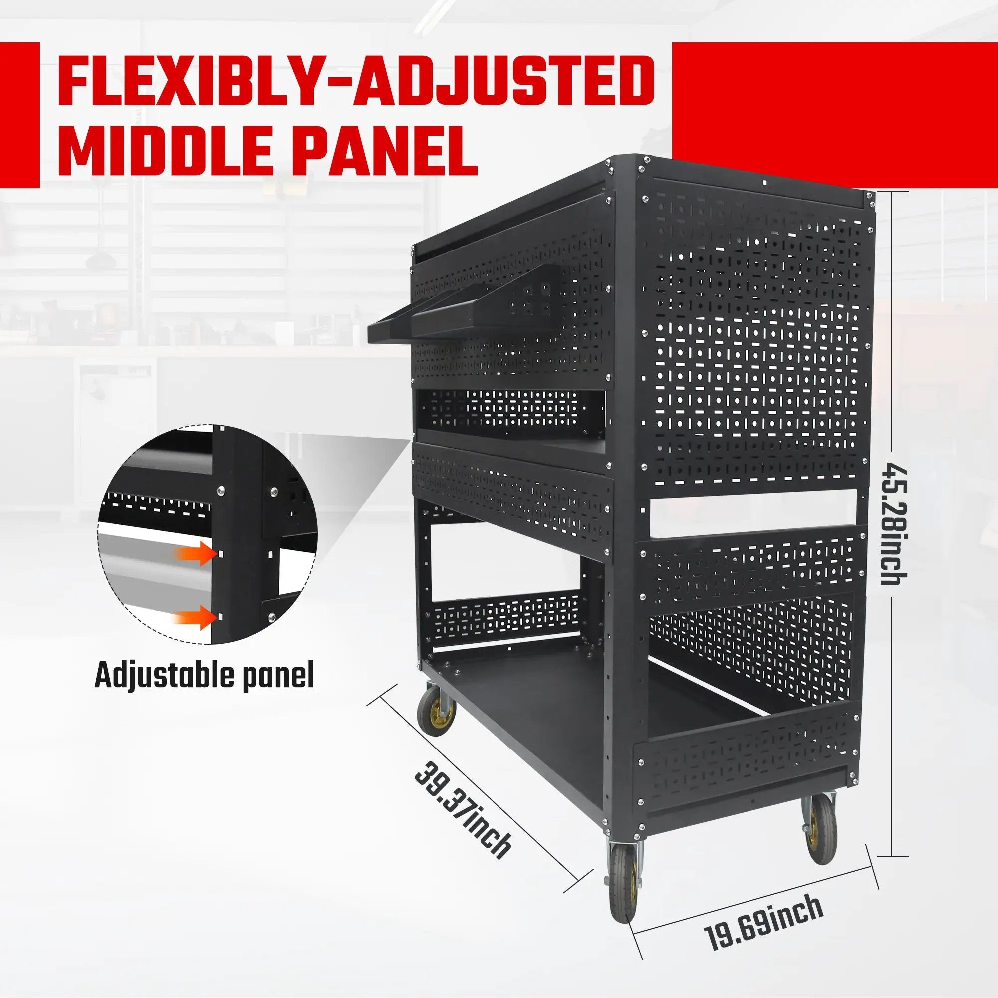 3-Tier DIY Detachable Utility Cart With Steel Pegboard by HouseOfZazla