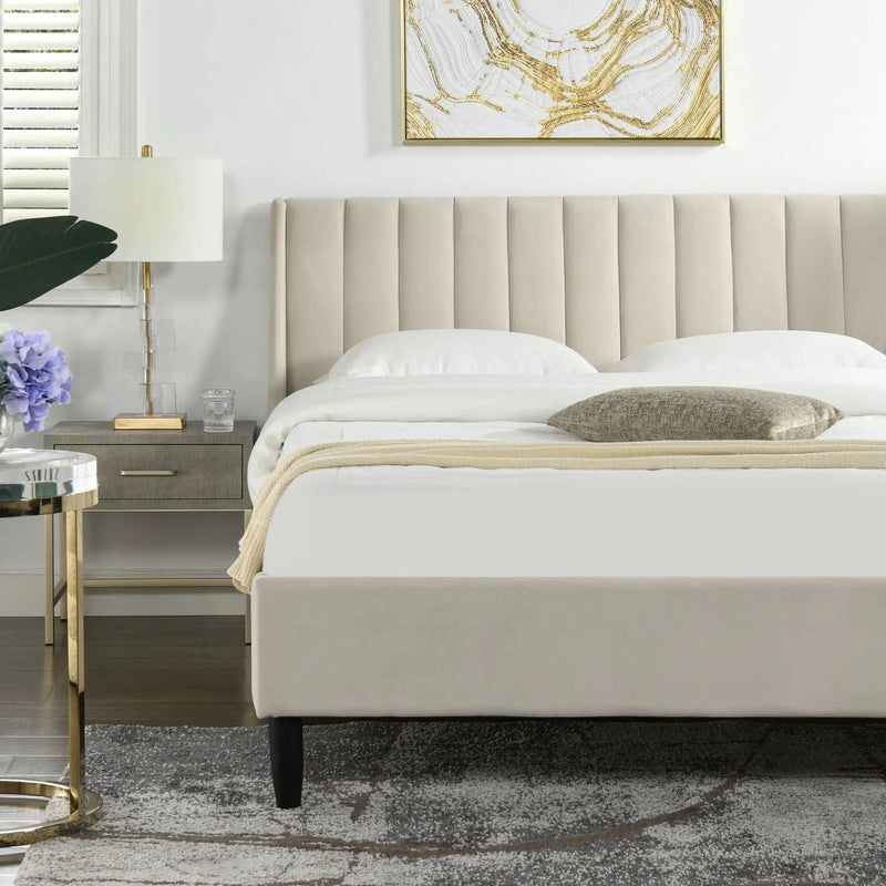 Aspen - Vertical Tufted Modern Headboard Platform Bed Set by HouseOfZazla