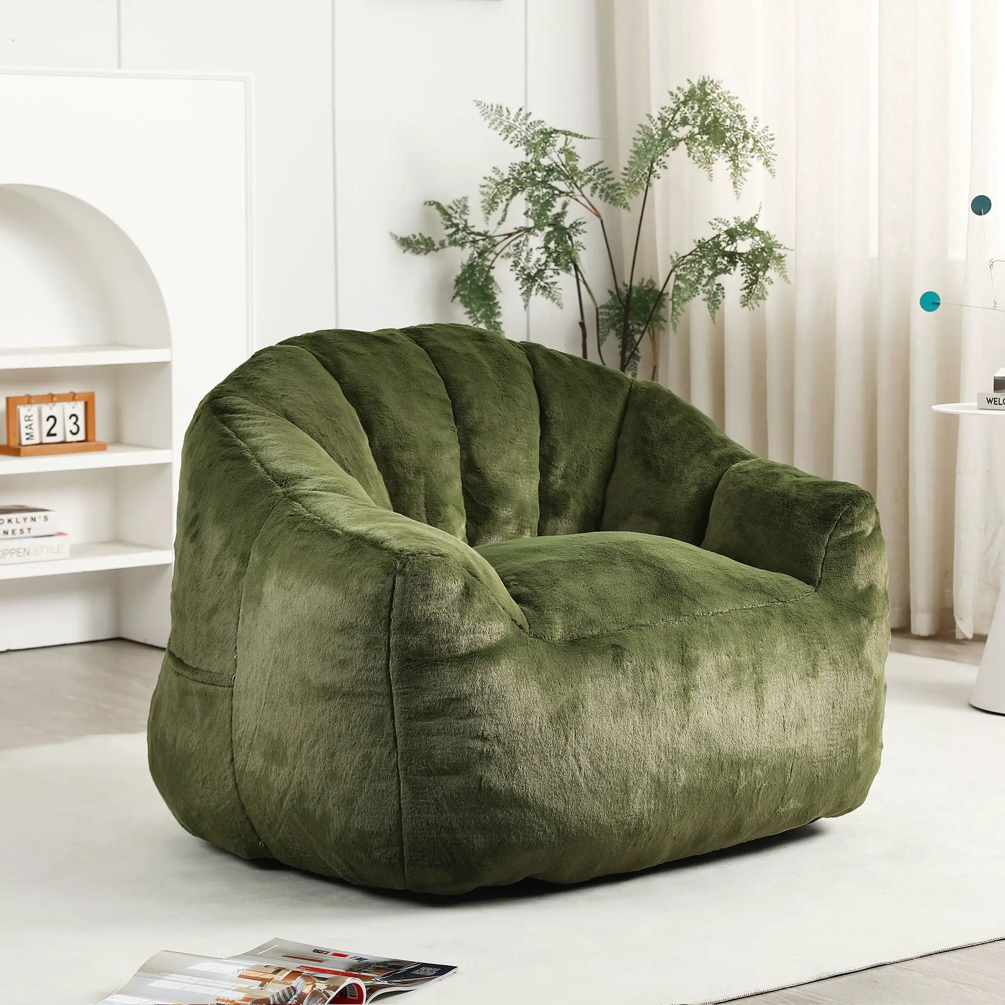 Beanbag Chair, Beanbag Sofa Chair With Armrests Stuffed High Density Foam by Unique Piece Furniture