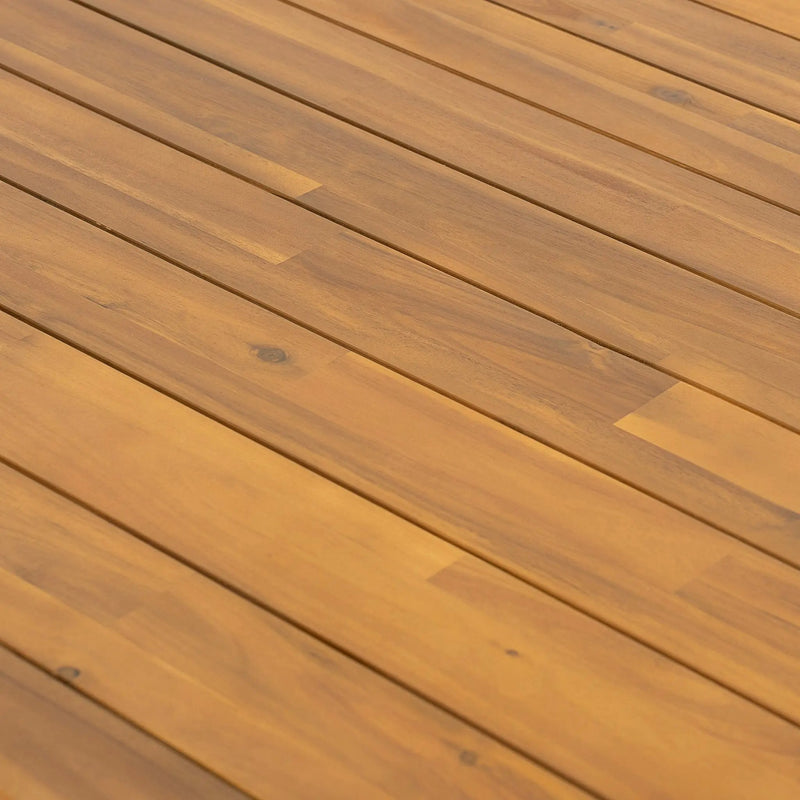 Kaja Outdoor Acacia Wood Dining Table, Teak Finish with Slat Design by HouseOfZazla