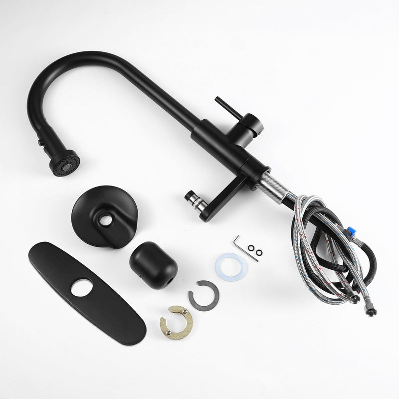 3 In 1 Kitchen Faucet With Press Type Glass Rinser, High Arc Pull Down Sprayer by HouseOfZazla