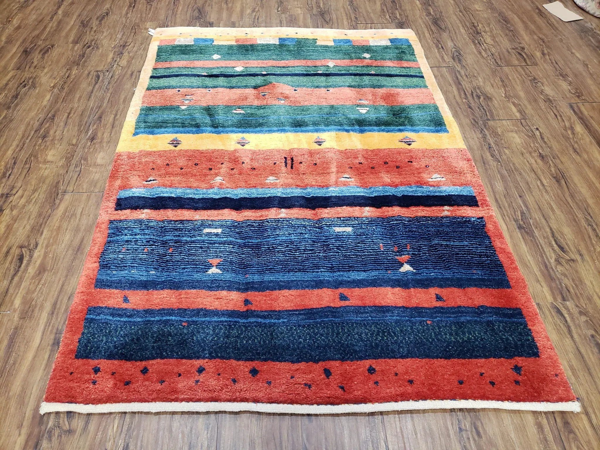 Colorful Persian Gabbeh Rug 4x6, Soft Pile, Colorful Rug, Handmade Hand Knotted Wool Carpet, Home Office Rug, Area Rug for Bedroom 4 x 6 ft by Jewel Rugs