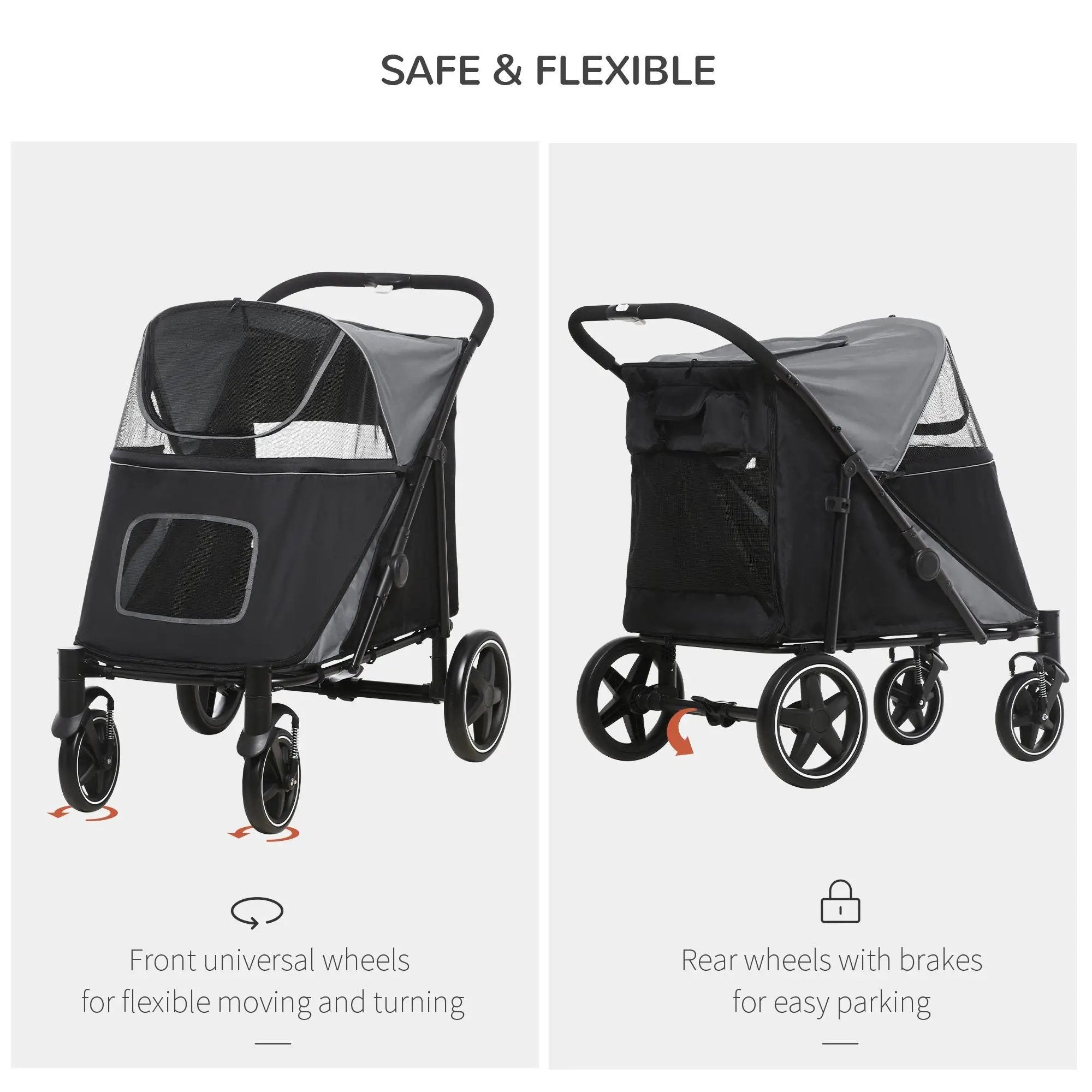 PawHut Foldable Doggy Stroller for Medium Large Dogs and Cats by HouseOfZazla