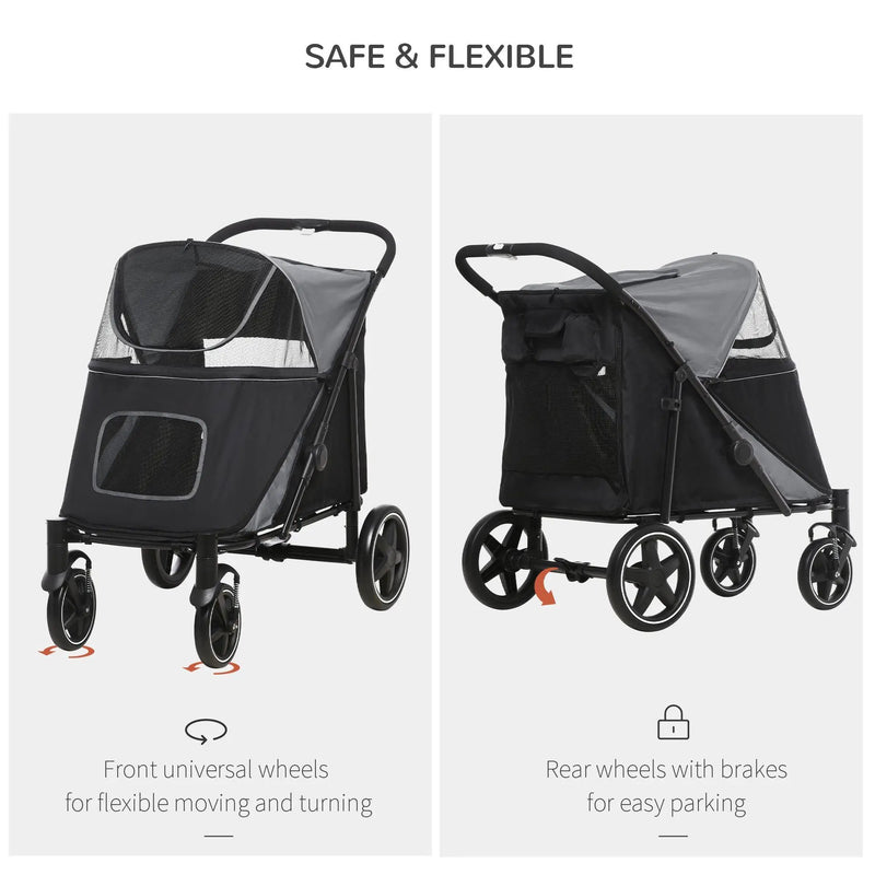 PawHut Foldable Doggy Stroller for Medium Large Dogs and Cats by HouseOfZazla