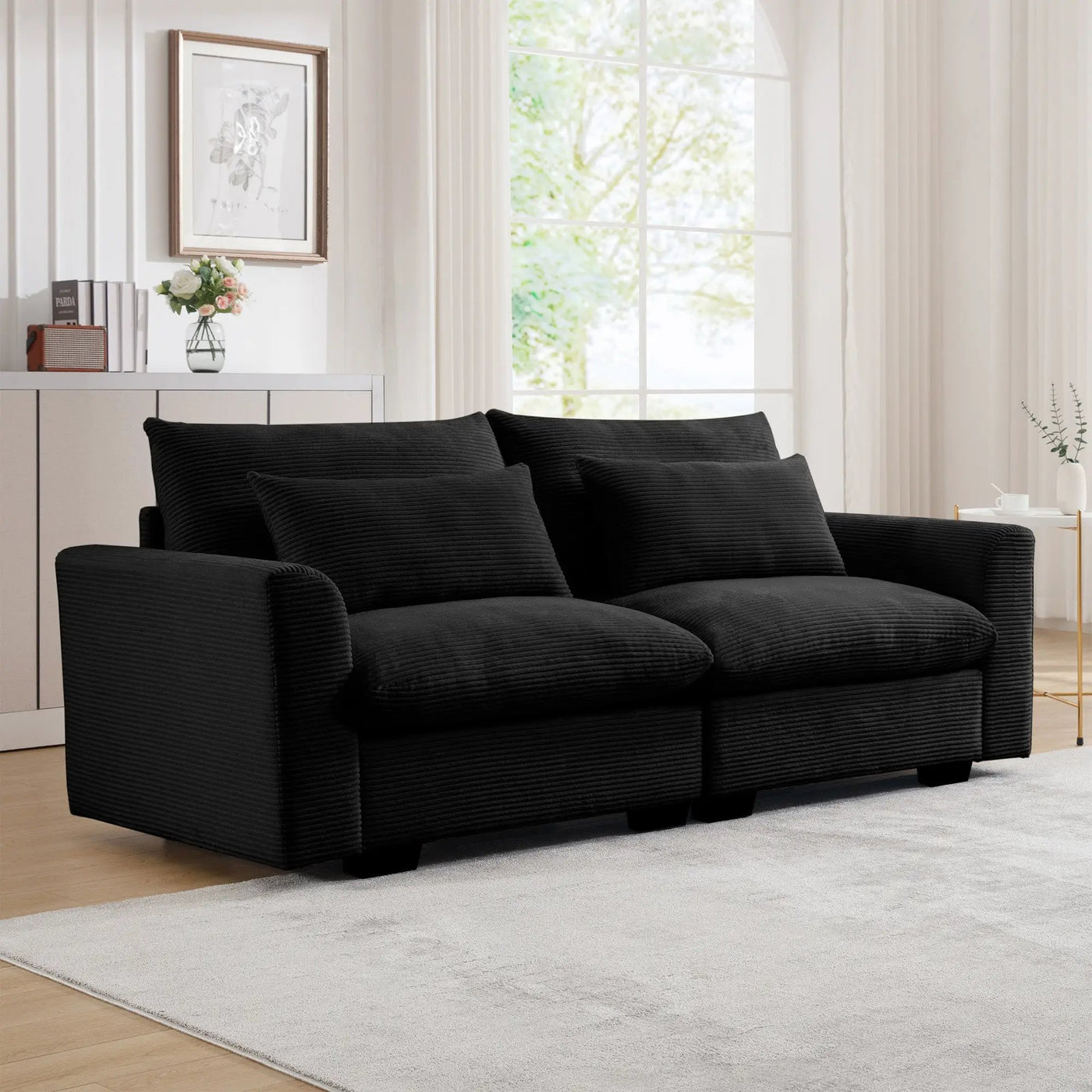 Modern 2 Seater Corduroy Fabric Sofa by HouseOfZazla