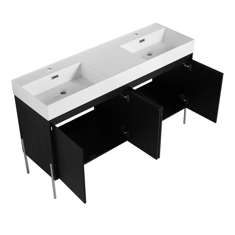Freestanding Bathroom Vanity With Resin Sink And Storage Cabinet by HouseOfZazla