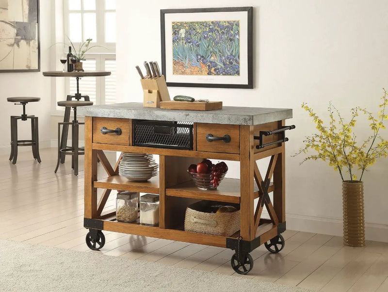 Kailey - Kitchen Cart - Antique Oak by Unique Piece Furniture