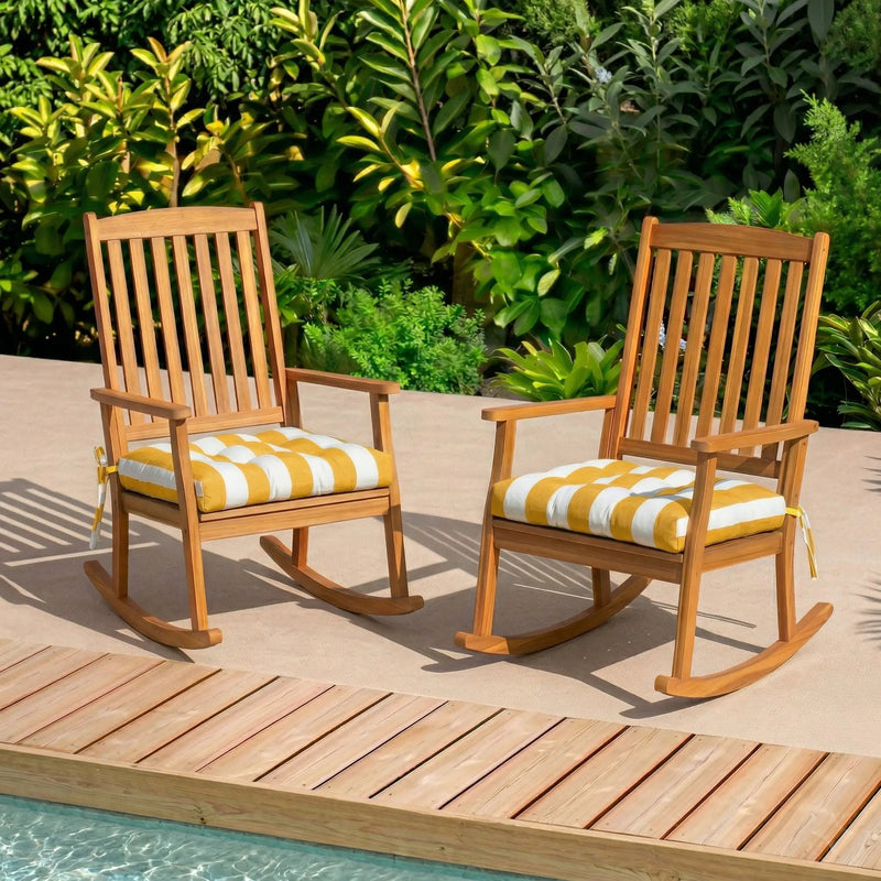 Outdoor Chair Cushions Set of 2 - 19 x 19 x 4 Inch Tufted Seat Cushions by HouseOfZazla