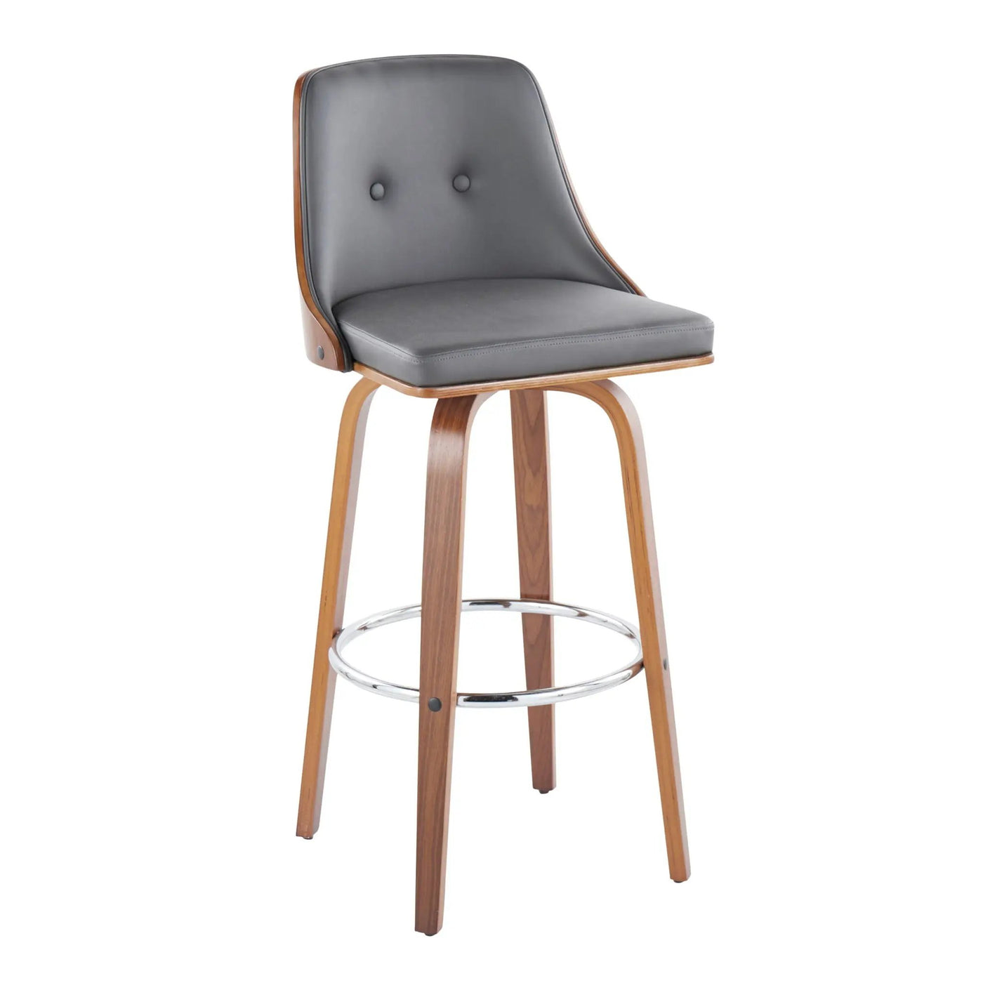 Gianna - Mid Century Modern Fixed Height Barstool With Swivel With Round Footrest (Set of 2) by HouseOfZazla