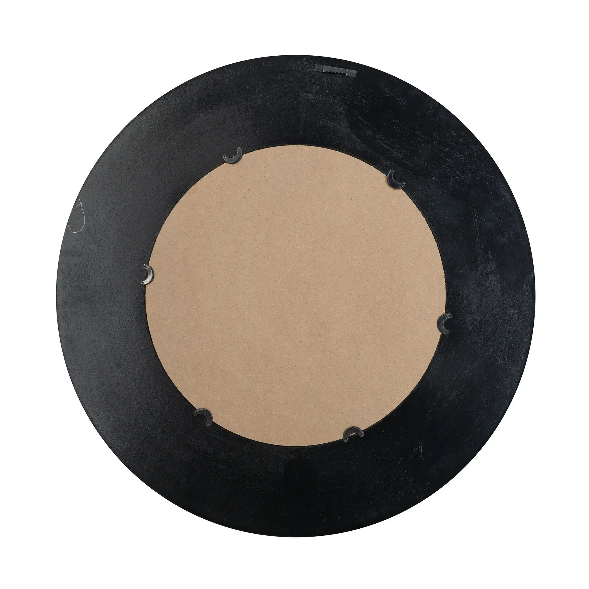 29.5" Round Gold and Black Wooden Accent Mirror with Woven Texture by HouseOfZazla
