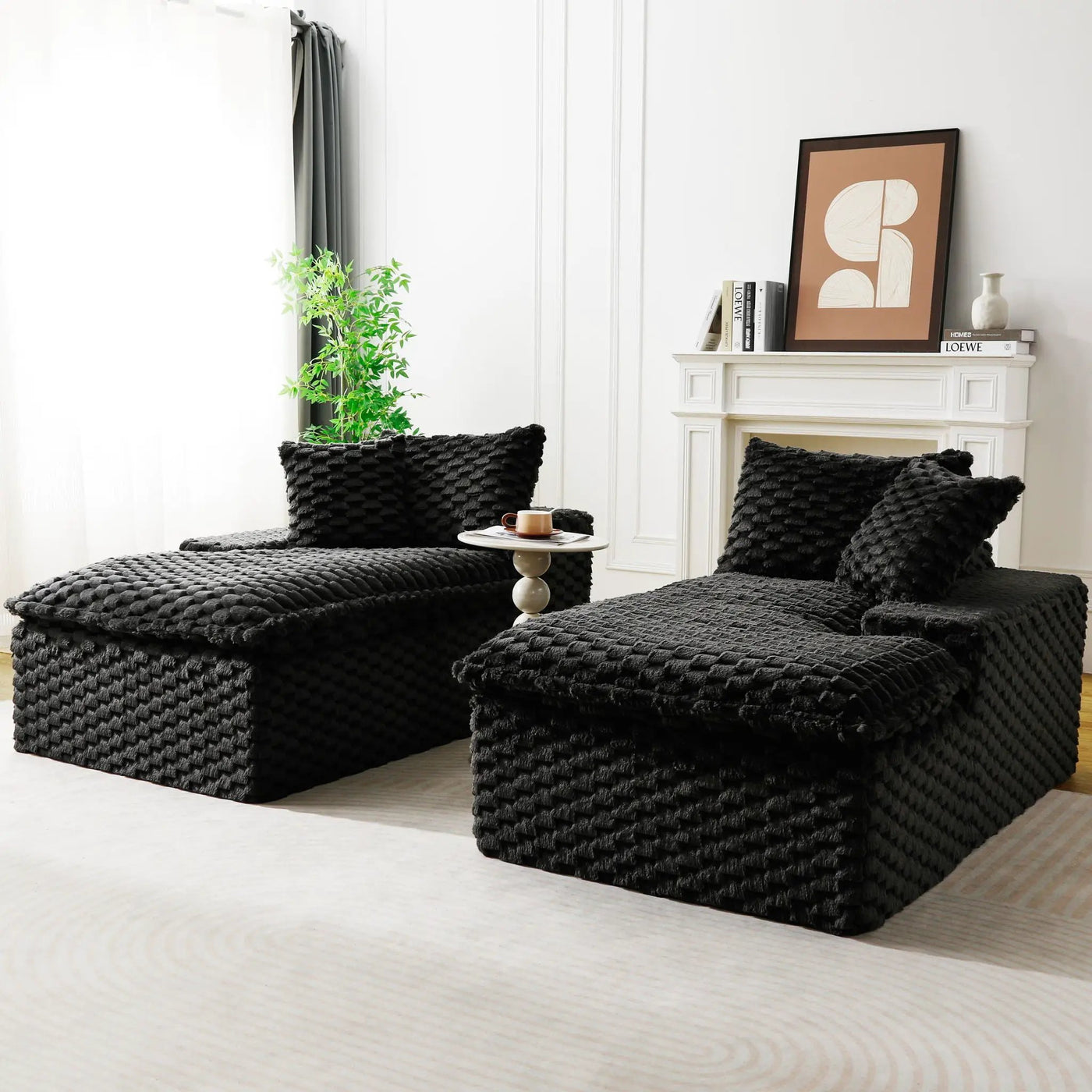 Double Chaise Lounge With Full Compressed Sponge by Unique Piece Furniture
