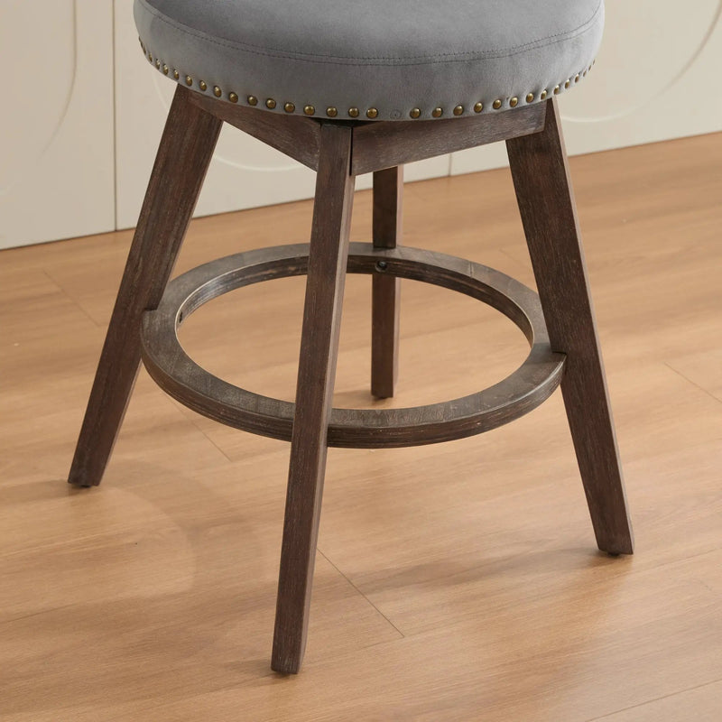 26" Counter Height Bar Stools Set of 2 with 360° Swivel and Velvet Upholstery by HouseOfZazla