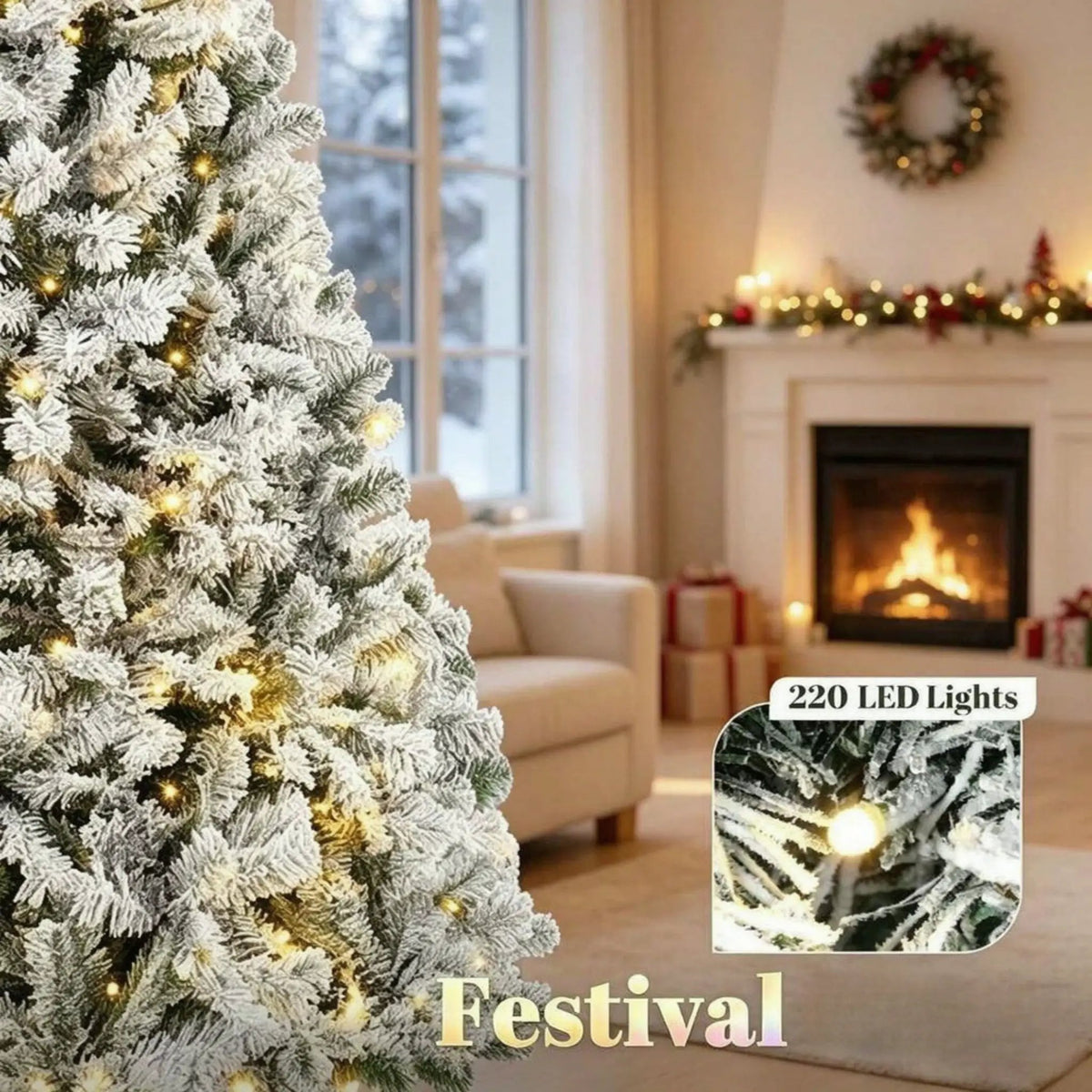 6 Ft Pre-Lit Flocked Fraser Fir Artificial Christmas Tree by HouseOfZazla