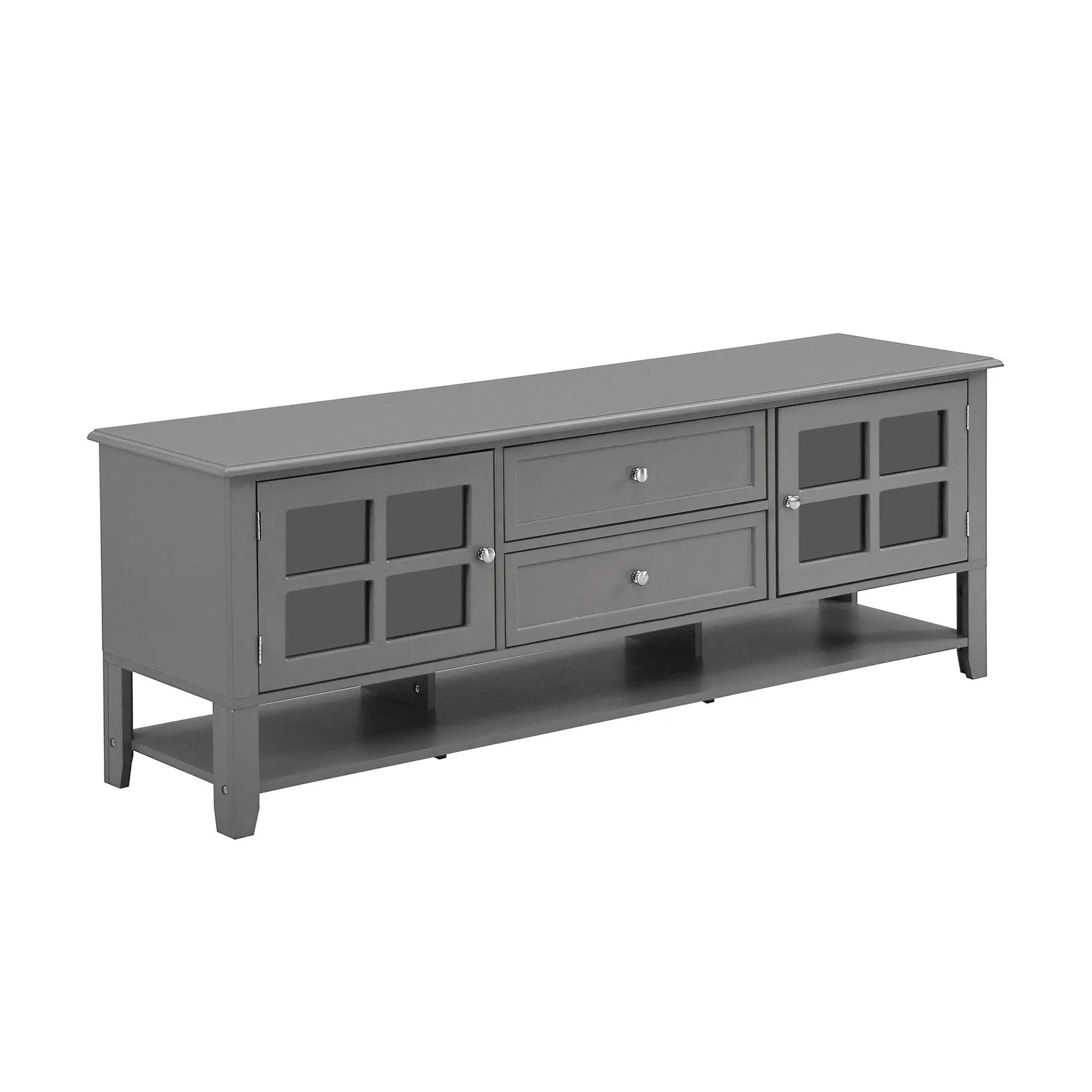 TV Stand, Entertainment Center With Dual Drawers And Hidden Storage, Cabinet With Soft Closing Doors And Sleek Panel Design by HouseOfZazla