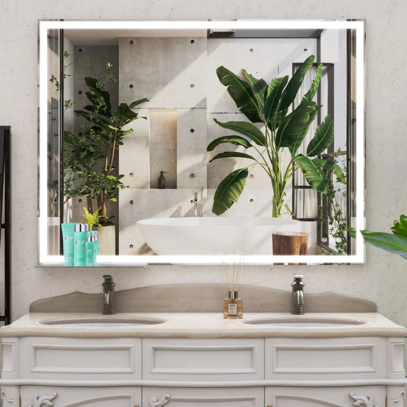 LED Bathroom Vanity Mirror Wall Mounted Adjustable / Warm / Natural Lights Anti-Fog Touch Switch With Memory Modern Smart Large Bathroom Mirrors by HouseOfZazla