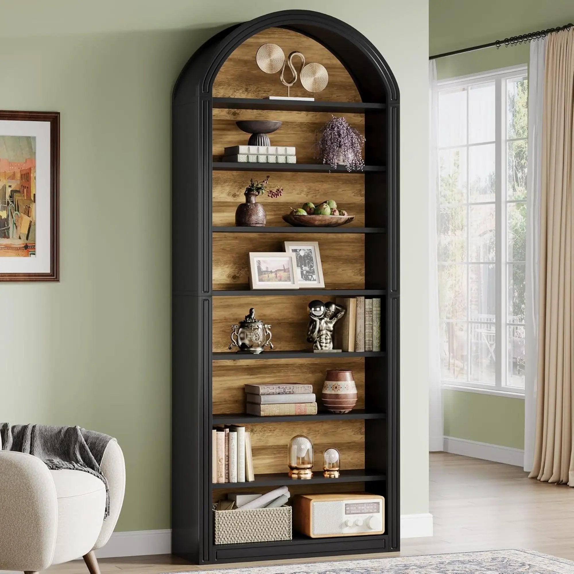 8 Tier Arched Open Display Shelving Unit For Living Room
