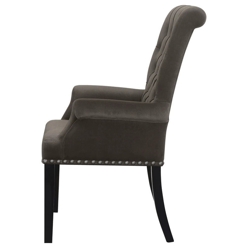 Alana Velvet Upholstered Dining Arm Chair Brown by Unique Piece Furniture