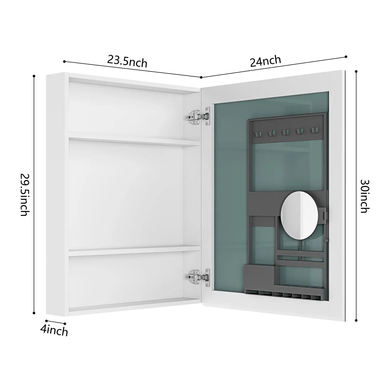 24'' W x 30'' H Surface Frameless Mirror Medicine Cabinet by HouseOfZazla