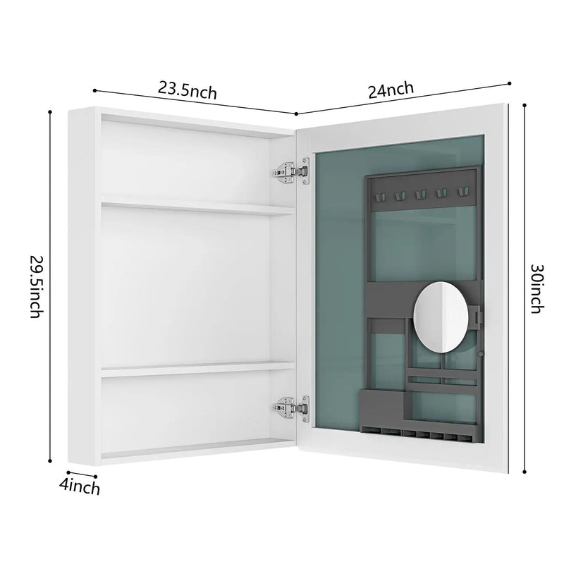 24'' W x 30'' H Surface Frameless Mirror Medicine Cabinet by HouseOfZazla