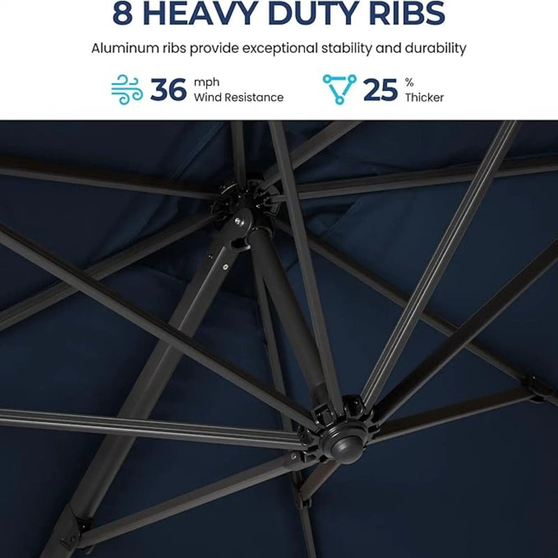 Round Cantilever Patio Umbrella With 360 Rotation & Infinite Tilt Adjustment by HouseOfZazla