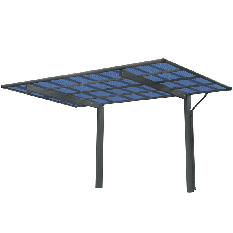 Outdoor Carport, Single Carport Aluminum Metal Frame And Polycarbonate Panels Car Port For Outdoor Driveway Car, Truck - Charcoal by HouseOfZazla