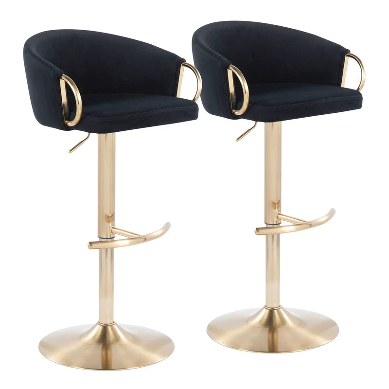 Claire - Contemporary / Glam Adjustable Bar Stool (Set of 2) by Unique Piece Furniture