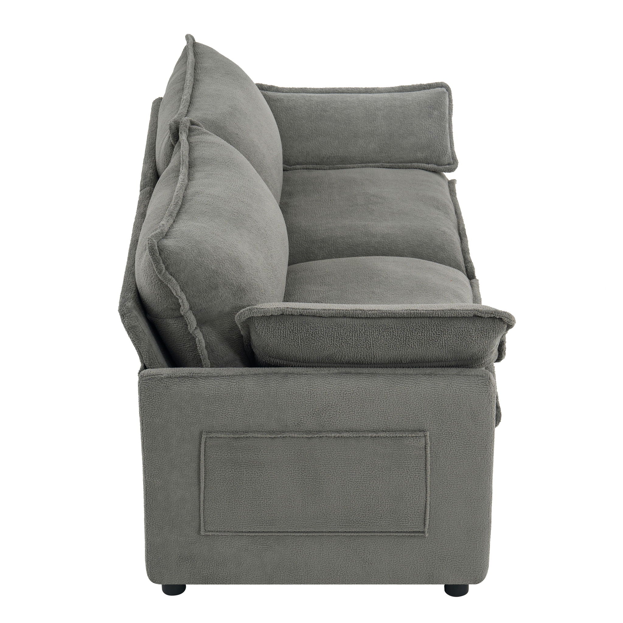 Modern Loveseat Sofa, Upholstered Couch With Side Storage Pockets by HouseOfZazla